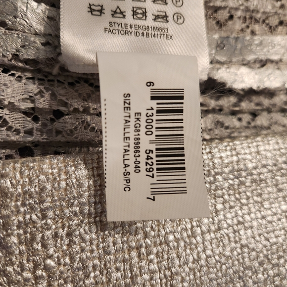 BCBG MaxAzria Silver Lace Long Jacket Coat - Picture 10 of 11